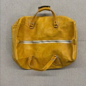 Norm Thompson Yellow Leather Mini Duffel Bag